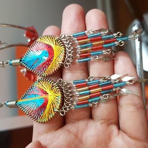 2 Sets Of Colorful Peruvian Earrings